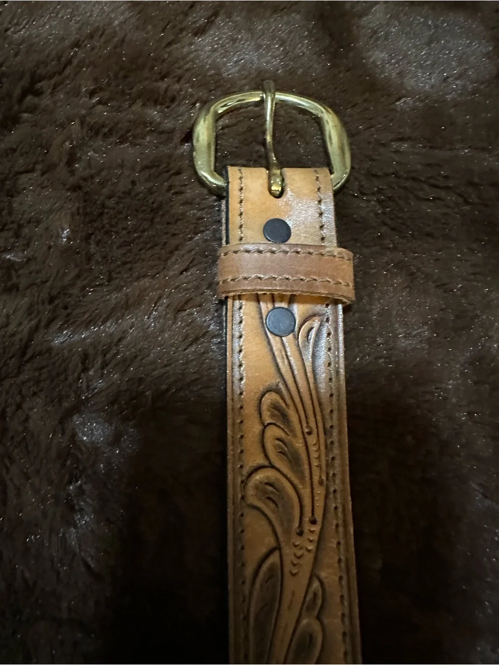 Vintage Hand Tooled Leather Belt